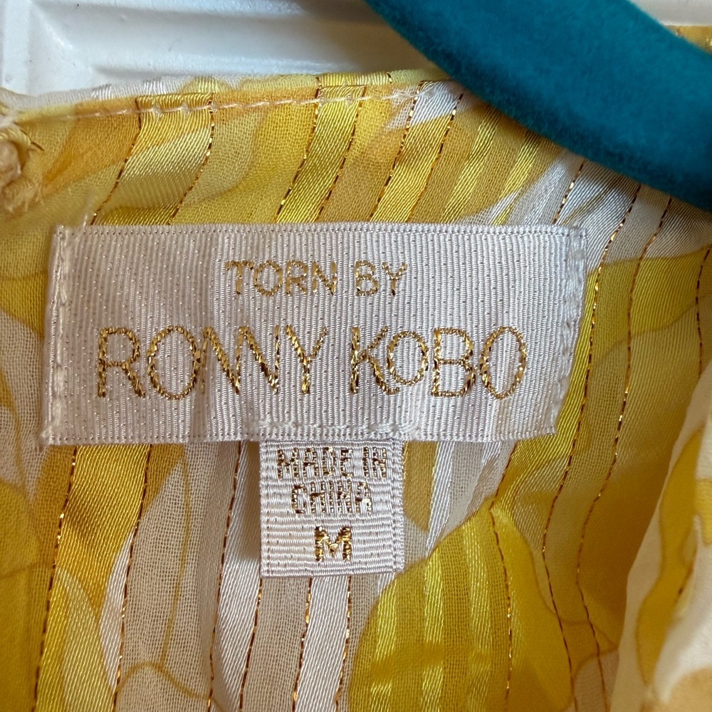 Torn by Ronny Kobo Yellow and Cream Mini Dress - Picture 5 of 5